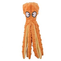 Plush Octopus Soft Dog Stuffed For DogChew Toys Interactive Dog Supplies Fleece Dog Squeaky Toys - Yellow