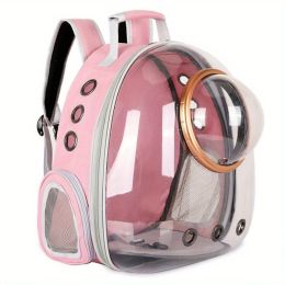 Pet Carrier Backpack, Space Capsule Bubble Cat Backpack Carrier, Waterproof Pet Backpack Outdoor Use - Pink