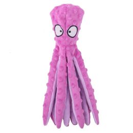 Plush Octopus Soft Dog Stuffed For DogChew Toys Interactive Dog Supplies Fleece Dog Squeaky Toys - Pink