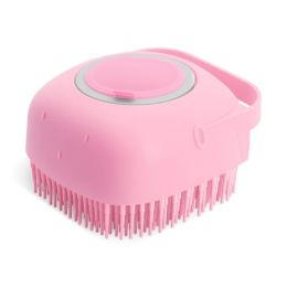 Pet Dog Shampoo Massager Brush Cat Massage Comb Grooming Scrubber Shower Brush For Bathing Short Hair Soft Silicone Brushes - Pink