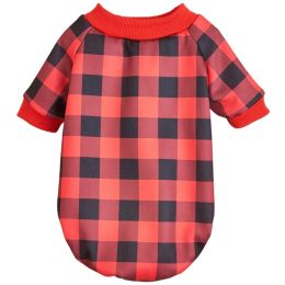 Warm Fleece Dog Clothing Classic Plaid Patchwork Dog and Cat Hoodies - RedcheckL