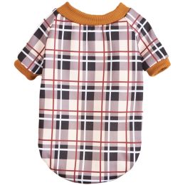 Warm Fleece Dog Clothing Classic Plaid Patchwork Dog and Cat Hoodies - BeigecheckL