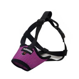 Dog Muzzle,Soft Nylon Muzzle Anti Biting Barking Chewing,Air Mesh Breathable Drinkable Adjustable Loop Pets Muzzle - PURPLE - L