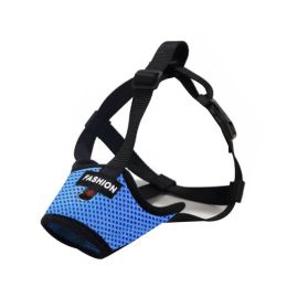 Dog Muzzle,Soft Nylon Muzzle Anti Biting Barking Chewing,Air Mesh Breathable Drinkable Adjustable Loop Pets Muzzle - BLUE - S