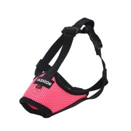 Dog Muzzle,Soft Nylon Muzzle Anti Biting Barking Chewing,Air Mesh Breathable Drinkable Adjustable Loop Pets Muzzle - ROSE - M