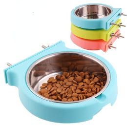 Stainless steel pet bowl hanging bowl tableware overturn proof dog bowl dog bowl cat bowl feeder - Small green