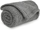 Premium Fluffy Fleece Dog Blanket; Soft and Warm Pet sleeping mat - Grey Blanket - Medium (32*40")