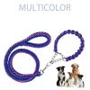 Eight-strand nylon braided dog collar leash dog chain impact blasting chain pet leash - blue and purple - XL