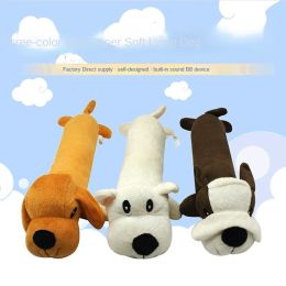 Pet dog gnaws and makes sounds toy dog plush toy; clean teeth toy dog toy cat toy - White dog