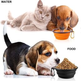 2PCS Folding Bowl Outdoor Portable Dog Bowl Drinking Bowl Dog Bowl Cat Bowl Pet accompanying Cup Dog Bowl - (2pcs)Small buckle 350ml - orange