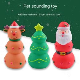 Christmas dog toys Christmas tree Christmas moose Bite resistant teething pet vocal toys - 3pcs