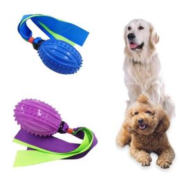 TPR Sounding Ribbon Ball Molar Bite-resistant Dog Toy Ball Training Webbing Pet Supplies - Blue