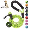 Pet Leash Reflective Strong Dog Leash 1.5M Long with Comfortable Padded Handle Heavy Duty Training Durable Nylon Rope Leashes - Black