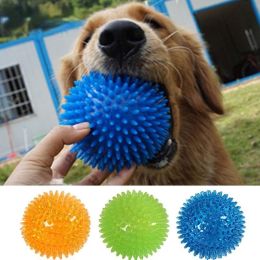 Pet Dog Toys Cat Puppy Sounding Toy Polka Squeaky Tooth Cleaning Ball TPR Training Pet Teeth Chewing Toy Thorn Balls Accessories - Orange - S-6.5CM