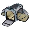 Pet Carrier Expandable Foldable Soft Dog Bag Backpack 5 Open Doors Reflective Tapes Pet Travel Bag Carrier for Cats - Black