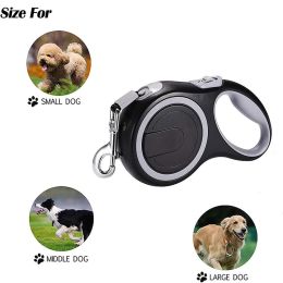 Automatic Retractable Dog Leash Long Strong Pet Leash For Large Dogs Durable Nylon Big Dog Walking Leash Leads Rope - Black - 8m-50kg