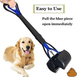 Poop Scooper for Dog Jaw Clamp Heavy Duty Long Handle Poop Scooper for Dog Pet Cat for Grass Gravel Pick pet pooper collector - Foldable Random color