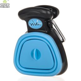 Dog Pet Travel Foldable Pooper Scooper With 1 Roll Decomposable bags Poop Scoop Clean Pick Up Excreta Cleaner - BLUE - L