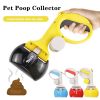 Pet Poop Picker Pick Up Excreta Cleaner Dog Pooper Scoopers Excrement Shovel Portable Pet Feces Clip with Garbage Bag Collector - Black