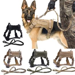 Tactical Dog Harness Pet Training Vest Dog Harness And Leash Set For Large Dogs German Shepherd K9 Padded Quick Release Harness - Brown Harness - L