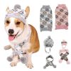 Autumn-Winter Vintage Jacquard Dress for Pet Dogs - Gray scarf+capXS