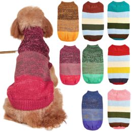 Horizontal Two-Legged Pet Warm Knit Striped Color Knit - BlueM