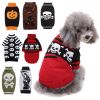 Pet Dog Halloween Costume Pumpkin Skull Death Pattern Pet Knit Sweater - GhostM