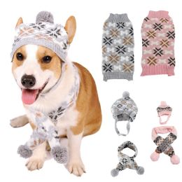 Autumn-Winter Vintage Jacquard Dress for Pet Dogs - Gray sweaterXS