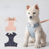 Pet leash Bowknot pet chest strap vest cat dog leash - Light blue flowers - S