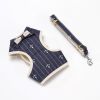 Pet leash Bowknot pet chest strap vest cat dog leash - Navy blue anchor - S