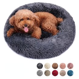 Soft Dog Bed Cat Beds Cat Sleeping Plush Mat Cushion Kitten Nest Sofa Kennel For Puppy Colorful Fluffy Warm Comfortable Pet Bed - grey - 50cm