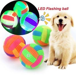 1pc Dog Bouncy Ball Radom Color Bouncing Massage Hedgehog Ball With LED Flashing Volleyball Sounded Luminous Dog Bite Chew Toy - as the picture - 7.5c