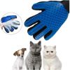 Dog Cat Pet Combs Grooming Deshedding Brush Gloves Effective Cleaning Back Massage Animal Bathing Fur Hair Removal - green - Left