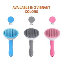 One-click Hair Removal Pet Comb Cat Comb Automatically Faded Dog Comb Pet Supplies Dog Brush Pet Accessories Pet Grooming - blue