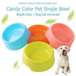 1Pc High Quality Solid Color Pet Bowls Candy-Colored Lightweight Plastic Single Bowl Small Dog Cat Pet Bowl Pet Feeding Supplies - green - M