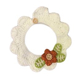 White Flower Pet Knitted Collar Handmade Crochet Cat Dog Necktie Collar Cute Scarf Necklace Bandana Bib - Default