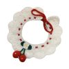 White Pet Handmade Knitted Collar Crochet Cherry Cat Necklace Cute Dog Collar Bib - Default