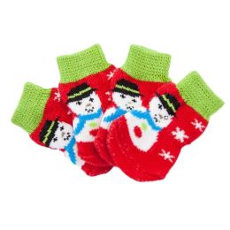 4 Pcs Dog Knitted Pet Socks Cartoon Cute Christmas Puppy Cat Socks Dog Foot Covers Poodle Teddy Socks, Snowman - Default