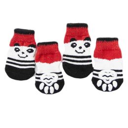 4 Pcs Red Panda Knitted Dogs Socks Cat Socks Cute Pet Socks Dog Paw Protection for Puppy Indoor Wear - Default