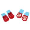 4 Pcs Knit Dog Socks Cat Socks Dog Paw Protection for Indoor Wear, Red Bowknots - Default