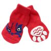 4 Pcs Cute Puppy Cat Socks Knitted Pet Socks Dog Paw Protection Poodle Teddy Socks, Red Chinese Opera Face - Default