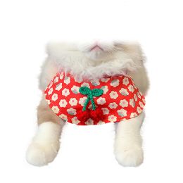 Small Dog Cat Cute Cherry Bibs Scarf Pet Bandana Neckerchief Accessories, Red - Default