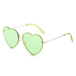 Lovely love rimless sunglasses; versatile women's decoration ins; same style; versatile; cut edge love glasses;  - Gold framed green chip