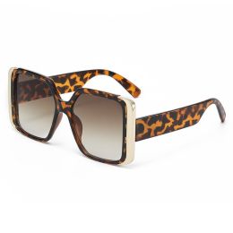 New cross-border fashion big frame retro square sunglasses women's personality outdoor sports street photography men's sunglasses - Cheetah Framed Tea