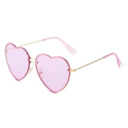 Lovely love rimless sunglasses; versatile women's decoration ins; same style; versatile; cut edge love glasses;  - Gold framed purple tablet