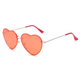 Lovely love rimless sunglasses; versatile women's decoration ins; same style; versatile; cut edge love glasses;  - Gold framed red tablet