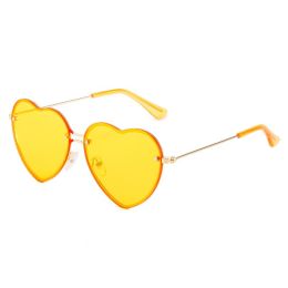 Lovely love rimless sunglasses; versatile women's decoration ins; same style; versatile; cut edge love glasses;  - Gold framed yellow tablet