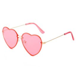 Lovely love rimless sunglasses; versatile women's decoration ins; same style; versatile; cut edge love glasses;  - Gold framed powder slice