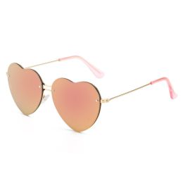 Lovely love rimless sunglasses; versatile women's decoration ins; same style; versatile; cut edge love glasses;  - Gold frame powder mercury