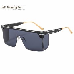 one-piece rimmed sunglasse personality letters Cross border sunglasses Manufacturer direct sales glasses - C1 black frame and black grey chip